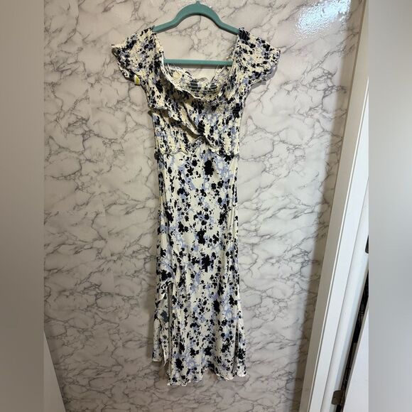 NEW ASTR The Label Women's Floral Off-Shoulder Maxi Dress - Blue/White Size M - Picture 4 of 10